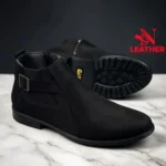 Suede Leather Chelsea Boot black