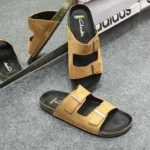 Double Belt-Suede Sandal Chocolate - Image 2