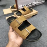 Double Belt-Suede Sandal Chocolate