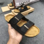Double Belt-Suede Sandal Bkack